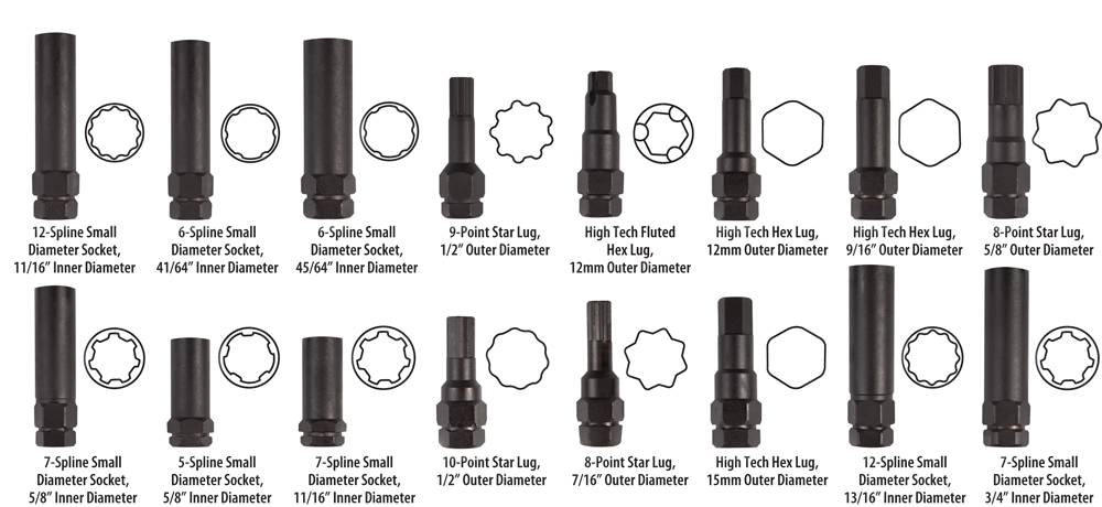 ATD 3065 16 Pc Locking Wheel Nut Master Key Set ATD Tools Inc 