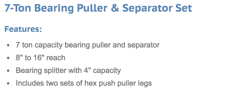 ATD 3067 7 Ton Bearing Puller & Separator Set 