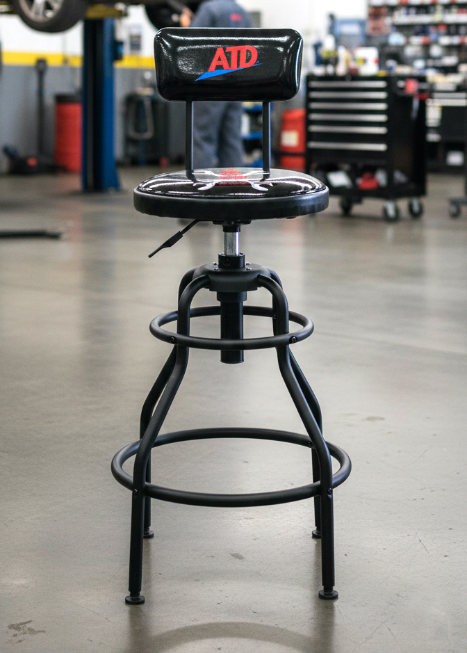 Adjustable Shop Stool with Backrest