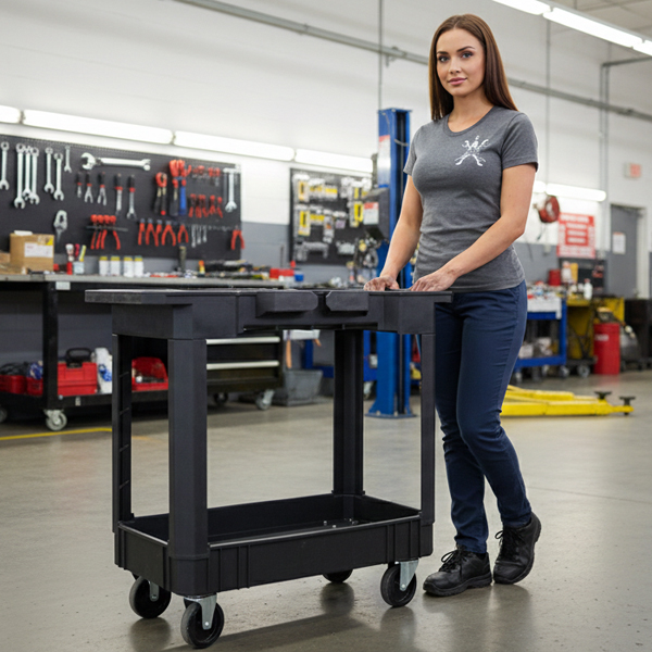 Heavy-Duty 2-Shelf Utility Cart