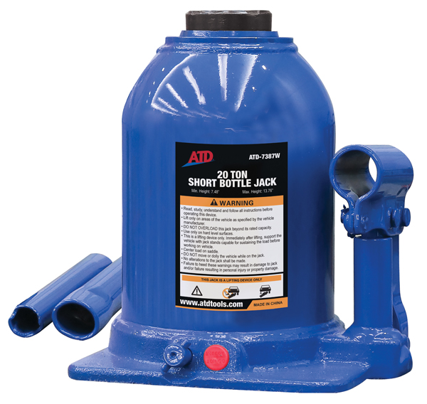 ATD Tools 7387 Short Hydraulic Bottle Jack 20 Ton Capacity 