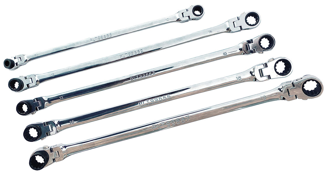 Flex-Head Metric Ratcheting Combination Wrench Set, 5 Piece